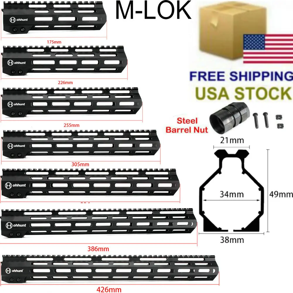7" 9" 10" 12" 13.5" 15" 17" Inch AR15 Free Float M-LOK Keymod Handguard for Hunting Trail Tactical Rifle Scope Mount w Steel Nut
7" 9" 10" 12" 13.5" 15" 17" Inch AR15 Free Float M-LOK Keymod Handguard for Hunting Trail Tactical Rifle Scope Mount w Steel Nut