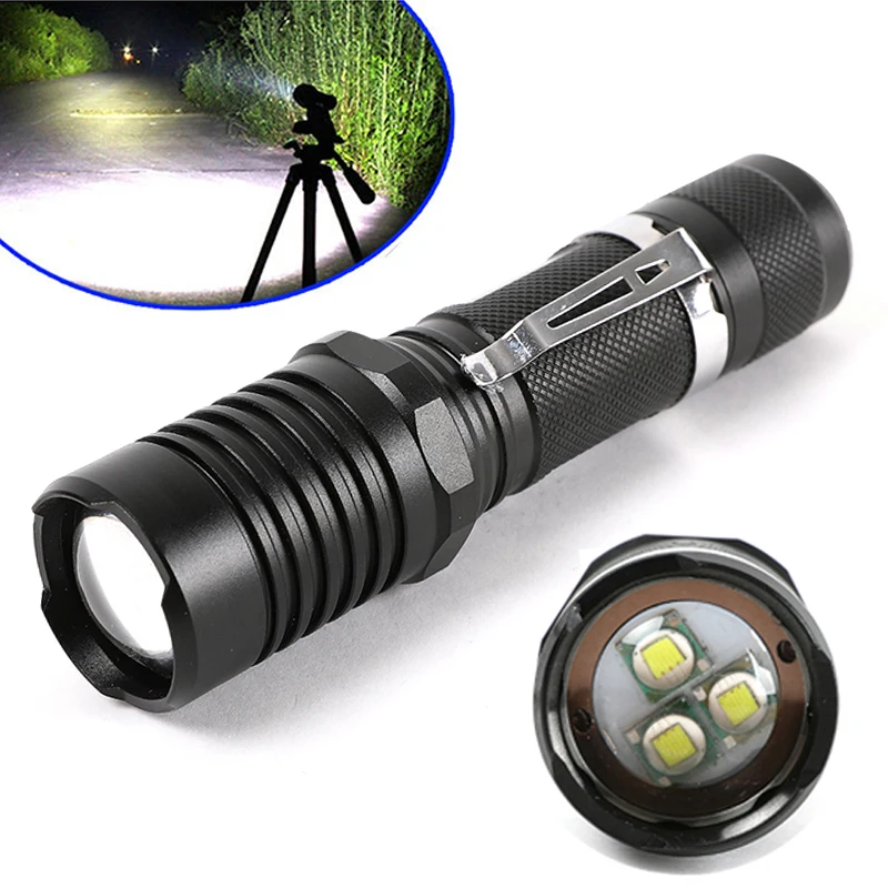 

1pcs Super Bright XML-3*T6 LED Flashlight Zoomable AAA/18650 5 Modes Torch Lamp 2019 new