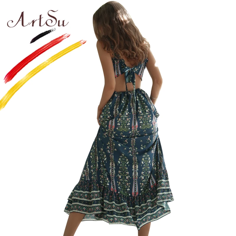 ArtSu Women Boho Two Piece Set Ruffle Bandage Off Shoulder Sexy Crop Top And Long Skirt Set Vintage Floral Print Outfits Summer
ArtSu Women Boho Two Piece Set Ruffle Bandage Off Shoulder Sexy Crop Top And Long Skirt Set Vintage Floral Print Outfits Summer