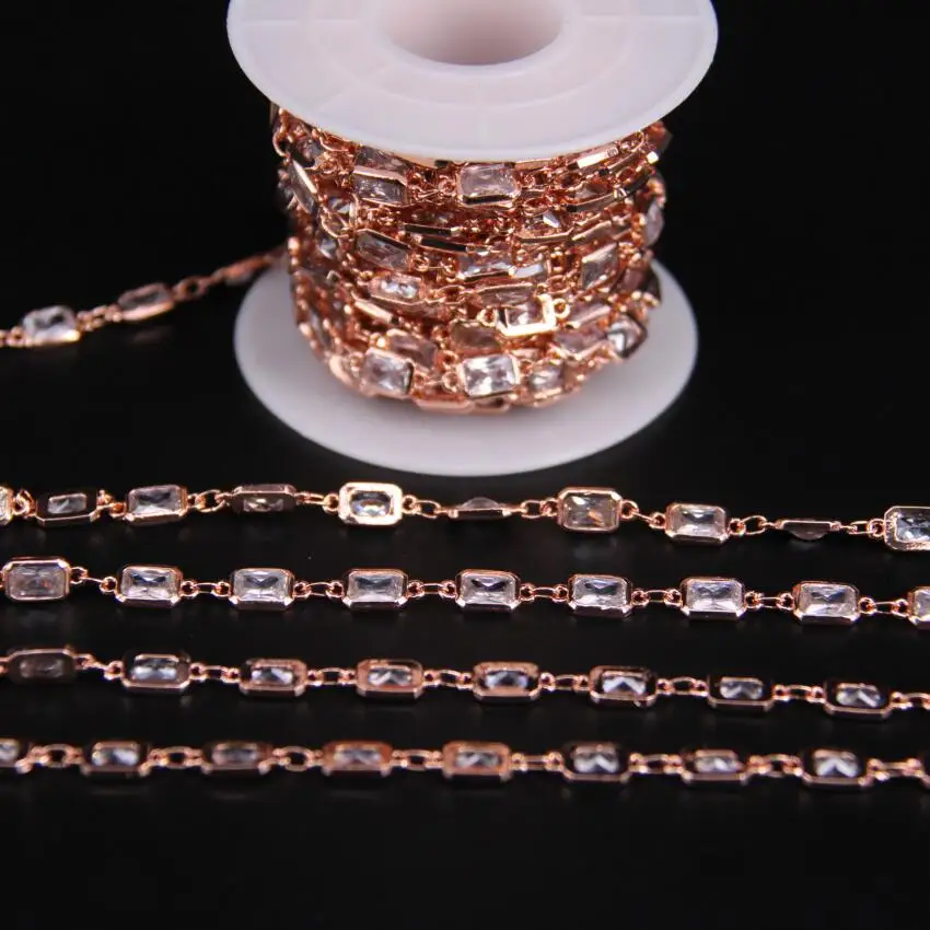 5x7mm,Rectangle White Cubic Zircon Rose Gold Rosary Chain,Faceted Square Zircon Chains,CZ Connector Necklace
5x7mm,Rectangle White Cubic Zircon Rose Gold Rosary Chain,Faceted Square Zircon Chains,CZ Connector Necklace