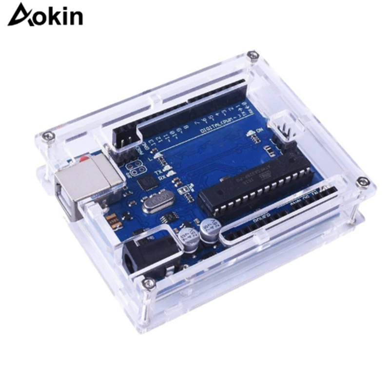 Прозрачный акриловый чехол Aokin для Uno R3 прозрачный совместимый с Arduino UNO