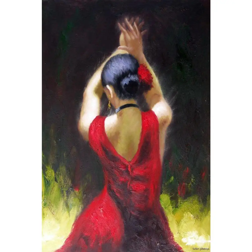 Hand painted oil paintings canvas art Flamenco Dancer In Red Dress figure art woman for home decoration
Hand painted oil paintings canvas art Flamenco Dancer In Red Dress figure art woman for home decoration