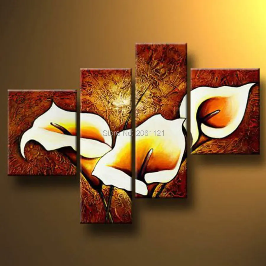 Blooming Lily Flowers 4 panels Modern 100% Hand-painted Floral Oil Paintings BROWN Artwork on Canvas Wall Art Set for Home Decor
Blooming Lily Flowers 4 panels Modern 100% Hand-painted Floral Oil Paintings BROWN Artwork on Canvas Wall Art Set for Home Decor