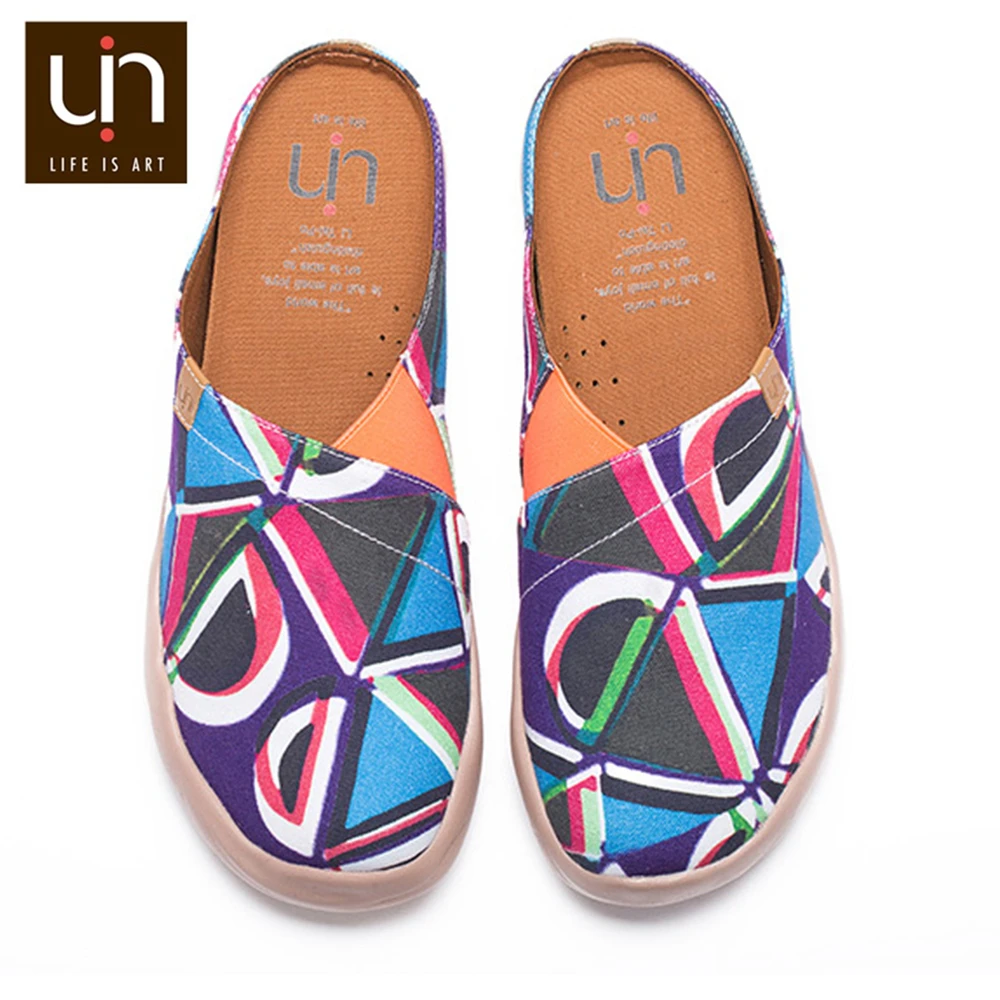 Женские повседневные шлепанцы UIN разноцветные удобные парусиновые туфли без