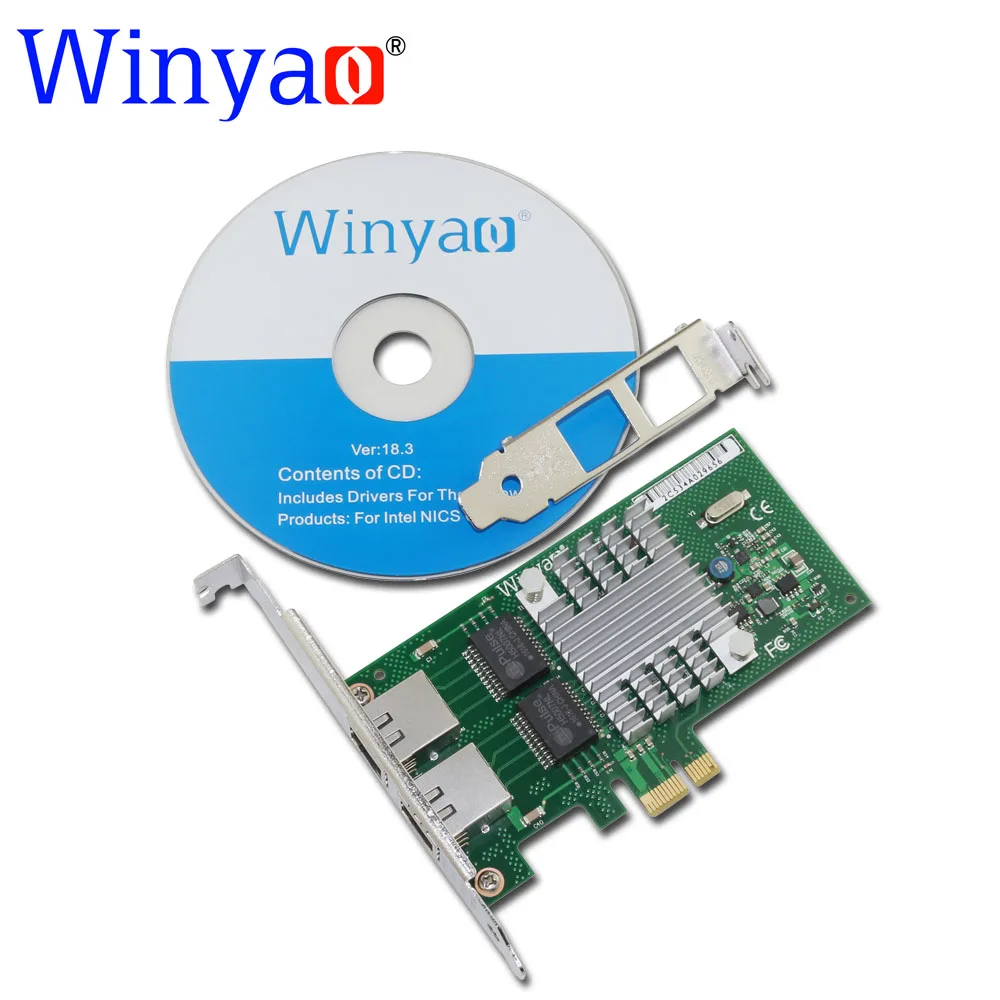 Winyao WY580T PCI-E X1 10/100/1000 Мбит/с двухпортовый гигабитный Ethernet сетевой интерфейс карта 2