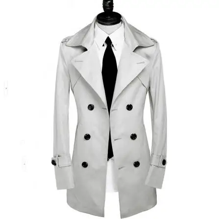 Grey medium-long slim trench coat men double breasted overcoat long sleeve mens clothing fashion spring autumn S - 9XL
Grey medium-long slim trench coat men double breasted overcoat long sleeve mens clothing fashion spring autumn S - 9XL