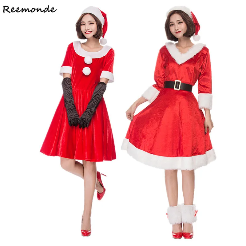 New Year Christmas Cosplay Costumes Santa Claus Deluxe Velvet Red Dresses Skirt Hats Belt Uniform For Adults Women Girls Clothes
New Year Christmas Cosplay Costumes Santa Claus Deluxe Velvet Red Dresses Skirt Hats Belt Uniform For Adults Women Girls Clothes