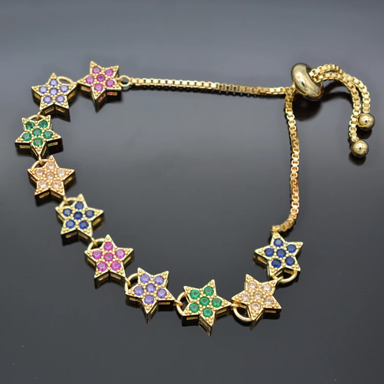 925 Sterling Silver Star Adjustable Charm Crystal Bracelet Fashion Pop Culture Gold Plated Colorful Star Empty Bracelet
925 Sterling Silver Star Adjustable Charm Crystal Bracelet Fashion Pop Culture Gold Plated Colorful Star Empty Bracelet