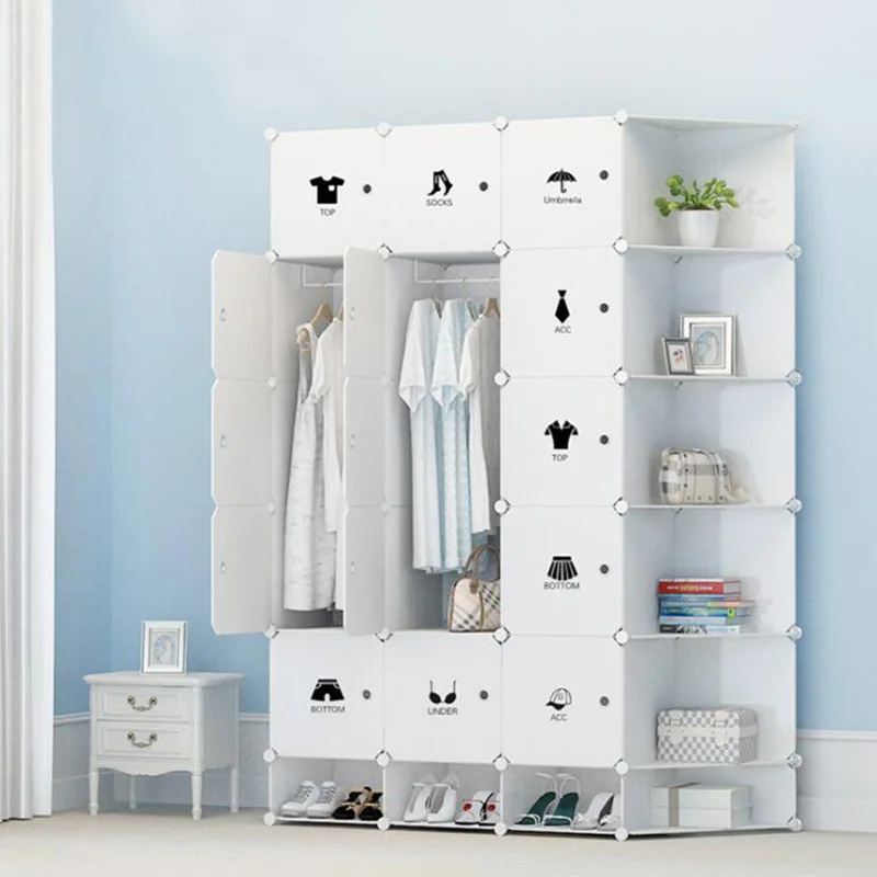 Фото Новый портативный шкаф DIY сборка пластиковый гардероб спальня полипропиленовая(Aliexpress на русском)