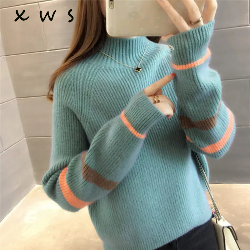 Women autumn winter knitted pullovers Cashmere striped Sweaters Ladies Fashion Knitwear Loose Sweaters Knitting
Women autumn winter knitted pullovers Cashmere striped Sweaters Ladies Fashion Knitwear Loose Sweaters Knitting