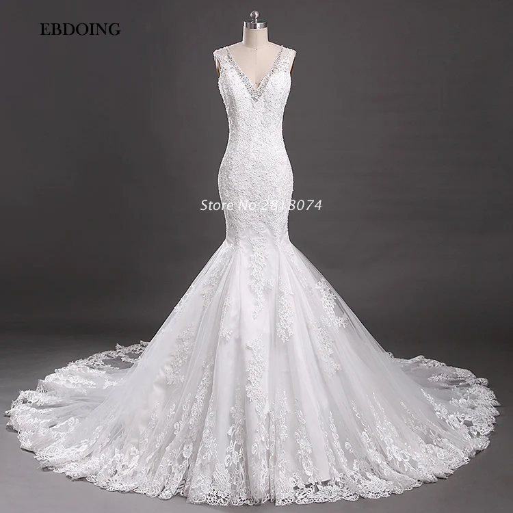 Real Photo Vestidos De Novia Wedding Dress Mermaid V-neck Neckline Robe De Mariage Lace Beaded Custom Made Bride Gown
Real Photo Vestidos De Novia Wedding Dress Mermaid V-neck Neckline Robe De Mariage Lace Beaded Custom Made Bride Gown