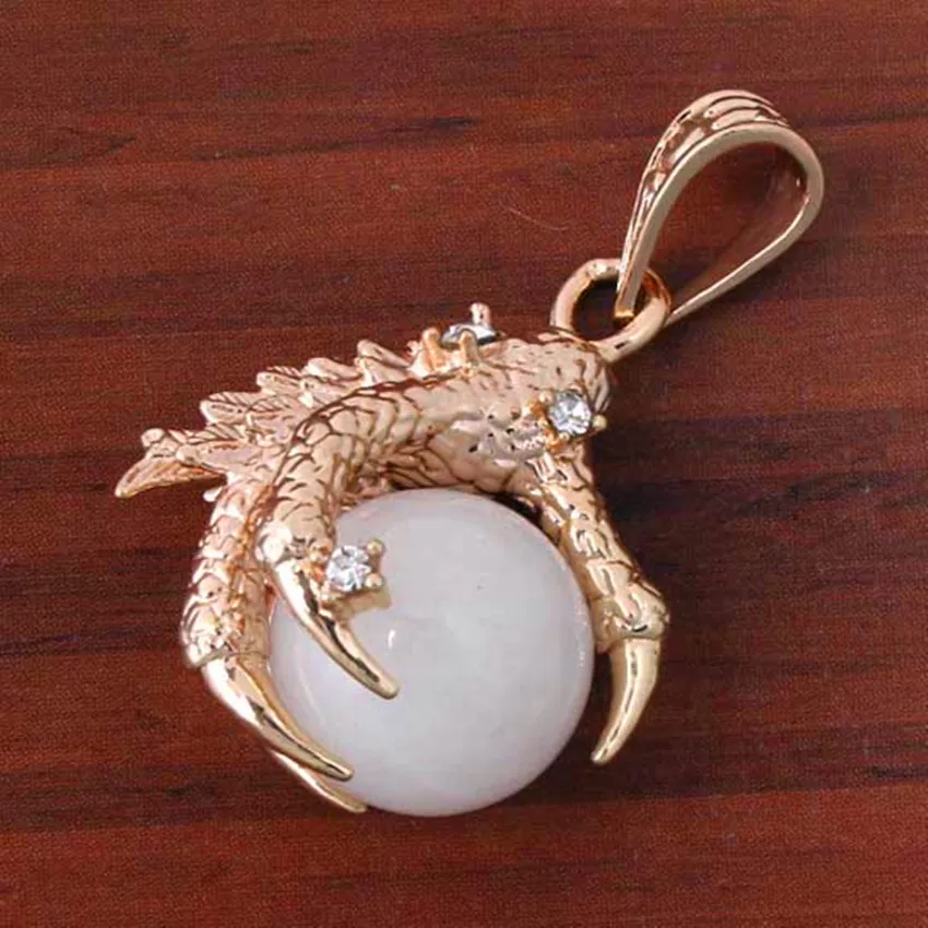 Trendy-beads Retro Light Yellow Gold Color Dragon Claw Wrap White Jades Quartz Ball Bead Vintage Pendant Charm Jewelry
Trendy-beads Retro Light Yellow Gold Color Dragon Claw Wrap White Jades Quartz Ball Bead Vintage Pendant Charm Jewelry