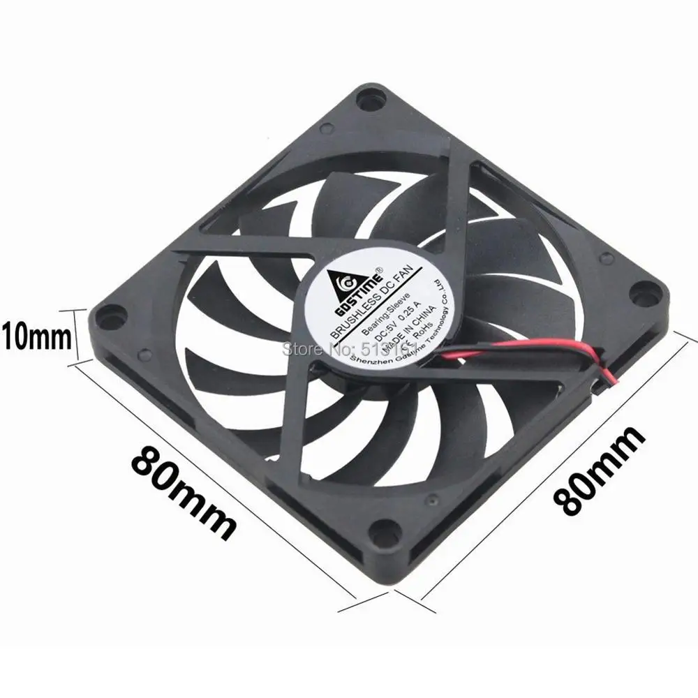 100pcs/lot Gdstime 80mm 8CM 2Pin 5V DC Brushless CPU Cooler Case Cooling Fan 80x80x10mm
100pcs/lot Gdstime 80mm 8CM 2Pin 5V DC Brushless CPU Cooler Case Cooling Fan 80x80x10mm
