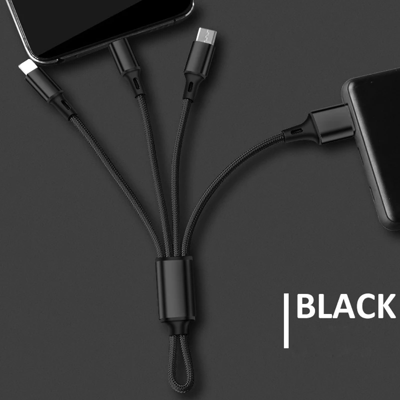 3 в 1 type C адаптер для быстрой зарядки нейлоновый Плетеный usb-кабель xiaomi huawei samsung