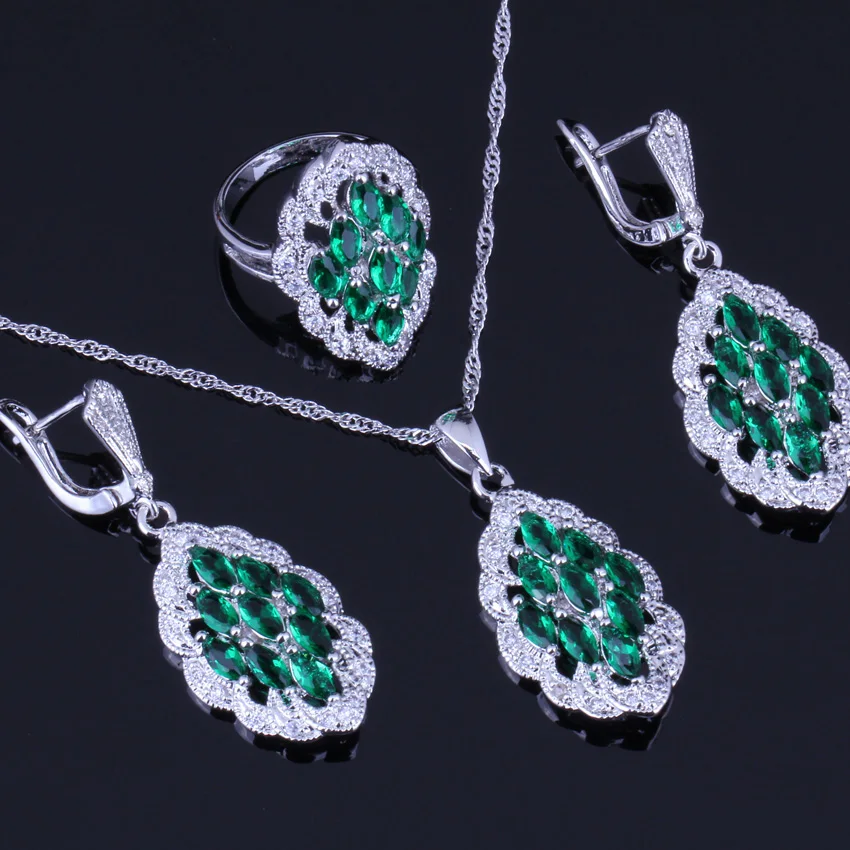 Perfect Green Cubic Zirconia White CZ Silver Plated Jewelry Sets Earrings Pendant Chain Ring V0016
Perfect Green Cubic Zirconia White CZ Silver Plated Jewelry Sets Earrings Pendant Chain Ring V0016