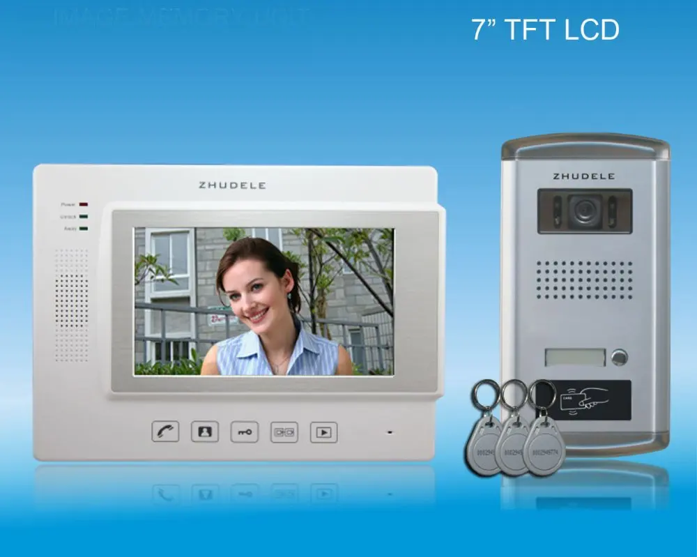 ZHUDELE INTERNATIONAL QUALITY 7 "цветной видео телефон двери CCD камера с ID картой