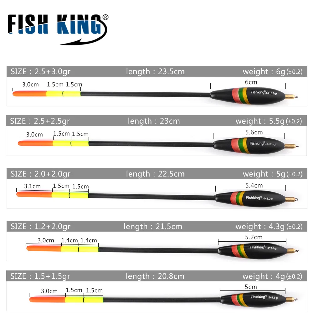 FISH KING 5 шт./лот смешанный размер Боббер бальса Баргузинский пихта поплавок