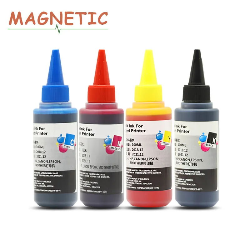 Magnetic universal 100ml dye ink for hp for canon for epson for brother Cartridge Printer 4 Colors Inkjet Printer Bulk Ink
Magnetic universal 100ml dye ink for hp for canon for epson for brother Cartridge Printer 4 Colors Inkjet Printer Bulk Ink