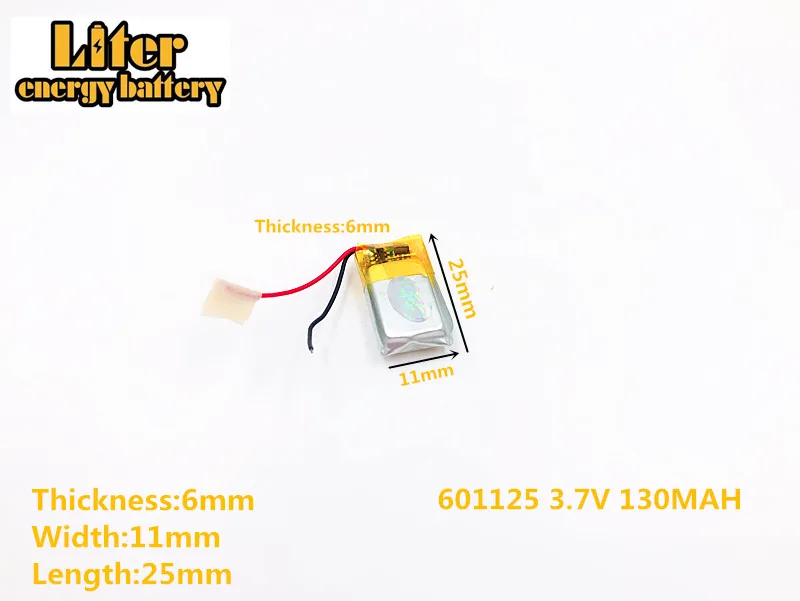 

Liter energy battery 3.7V 130mAh 601125 plug Lithium Polymer Rechargeable Battery For MP3 MP4 MP5 Lithium polymer battery