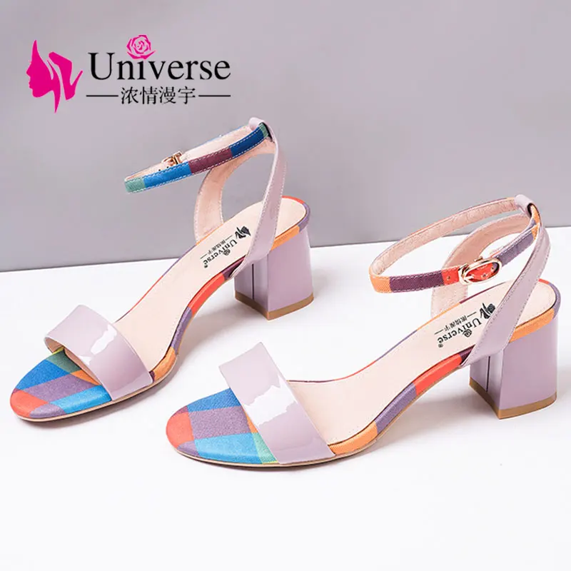 Universe Patent Leather Women Summer Sandals With Ankle Strap Colorful Band Ladies Sandals With Heel 6cm Women Sandals 2019 J044
Universe Patent Leather Women Summer Sandals With Ankle Strap Colorful Band Ladies Sandals With Heel 6cm Women Sandals 2019 J044