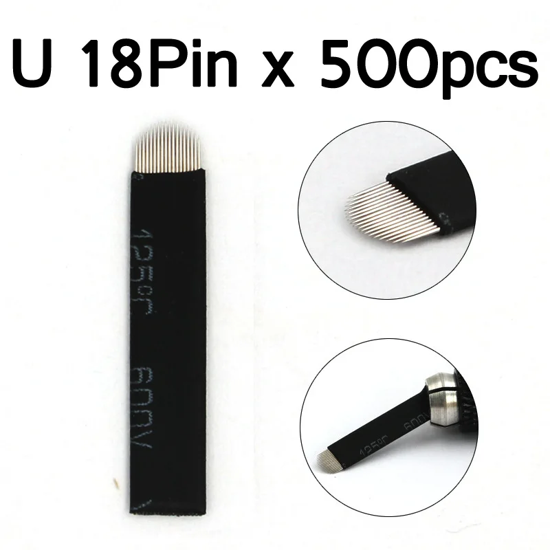 500pcs 0.2mm Microblading 18 U Shape Permanent Makeup Manual Eyebrow Tattoo Needle 3D Embroidery 18 pins Black Blades
500pcs 0.2mm Microblading 18 U Shape Permanent Makeup Manual Eyebrow Tattoo Needle 3D Embroidery 18 pins Black Blades