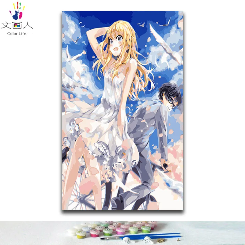 DIY oil Paintings by numbers cartoon Anime figures romantic Dreamland pictures coloring paints with kits for kids | Дом и сад