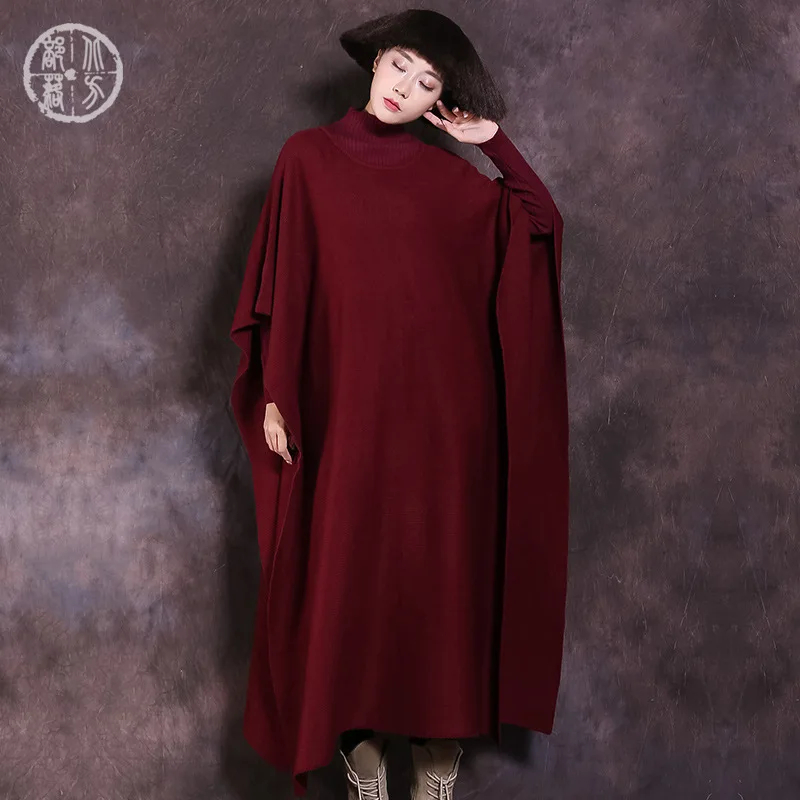 2018 female new spring batwing sleeves head cloak sweater knit large size retro long dress
2018 female new spring batwing sleeves head cloak sweater knit large size retro long dress