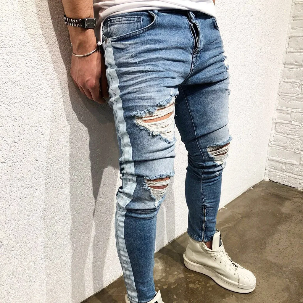 2019 Skinny Jeans Men Sexy Ripped Hole Stretch Denim Trousers Male Autumn Straight Streetwear Pencil Jeans Plus Size Blue 5.24
2019 Skinny Jeans Men Sexy Ripped Hole Stretch Denim Trousers Male Autumn Straight Streetwear Pencil Jeans Plus Size Blue 5.24