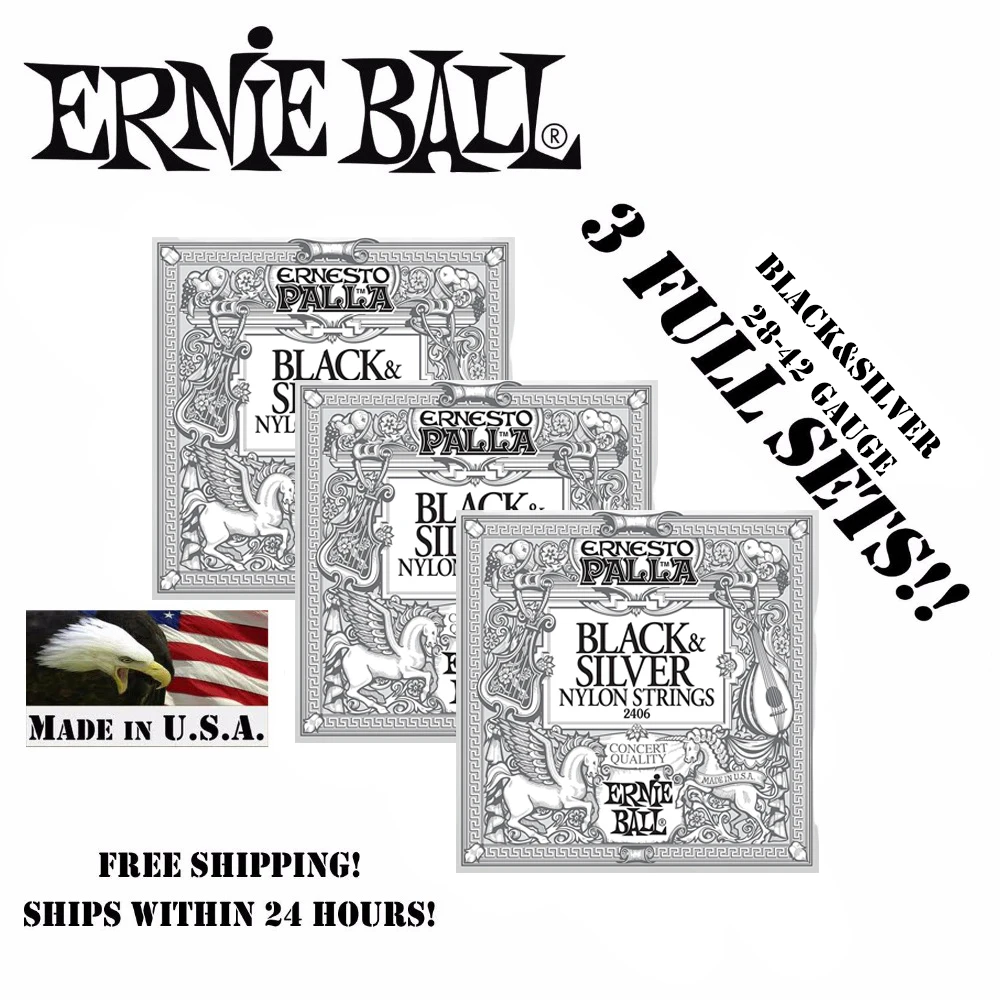 3 упаковки! Оригинальный Классический нейлоновый галстук Ernie Ball 2406 Ernesto Palla черного и серебряного цвета, комплект 28-42 (3 упаковки)
3 упаковки! Оригинальный Классический нейлоновый галстук Ernie Ball 2406 Ernesto Palla черного и серебряного цвета, комплект 28-42 (3 упаковки)