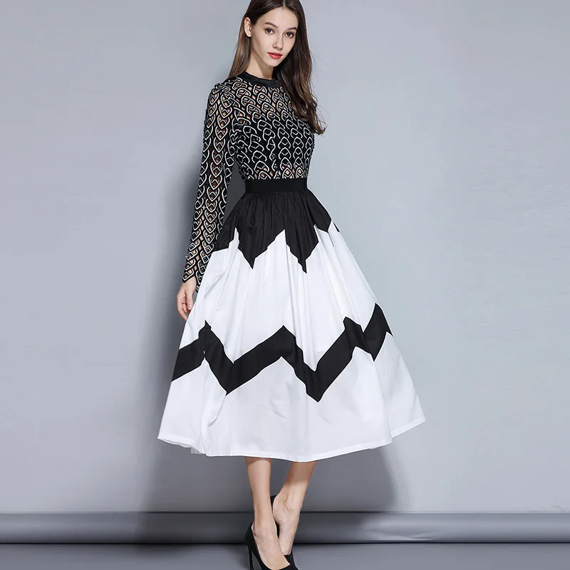 DUOUPA 2019 Spring Round Neck Heart-shaped Hollow Color Matching Water Soluble Flower Stitching Pleated Waist Dress
DUOUPA 2019 Spring Round Neck Heart-shaped Hollow Color Matching Water Soluble Flower Stitching Pleated Waist Dress