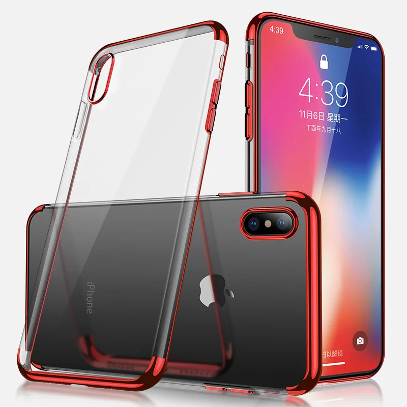 Роскошный силиконовый чехол для телефона iPhone X с гальваническим покрытием мягкая