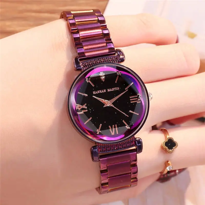 Часы наручные женские кварцевые с японским механизмом роскошные фиолетовые