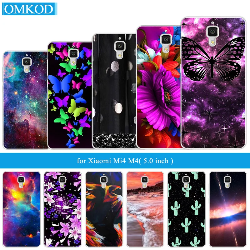Чехол для Xiaomi Mi4 силиконовая черная матовая задняя крышка с бабочкой 5 0 дюйма Mi 4