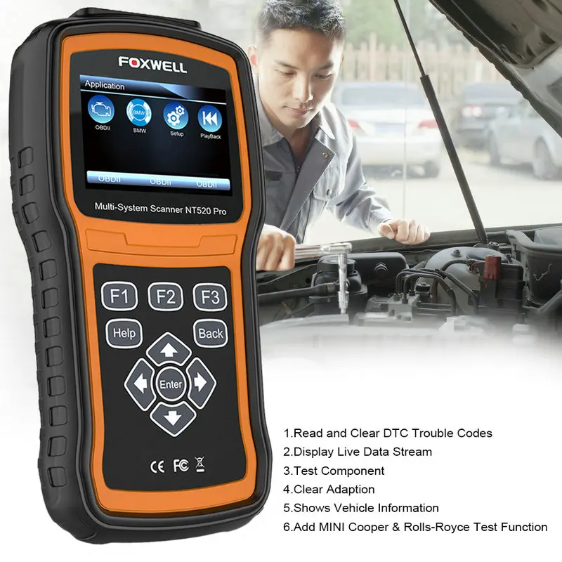 FOXWELL NT520 OBD2 автомобиля Dagnostic Инструмент Полный Системы АБС двигатель водителя EPB