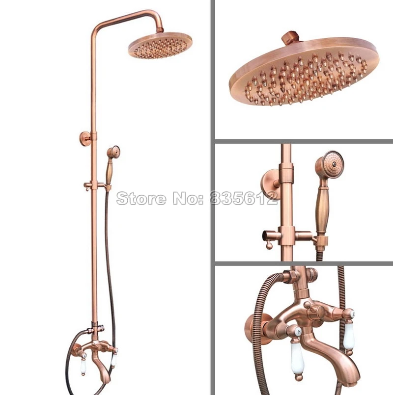 Wall Mounted Bathroom Antique Red Copper Dual Holder Dual Control Bathtub Mixer Tap / Classic Rain Shower Faucet Set Wrg563
Wall Mounted Bathroom Antique Red Copper Dual Holder Dual Control Bathtub Mixer Tap / Classic Rain Shower Faucet Set Wrg563