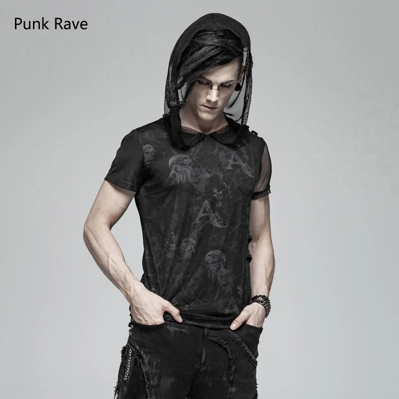 Punk Rave Fashion Print Casual Black Gothic Mesh Hoodie Steampunk Rock Personality Men's T-shirt WT560
Punk Rave Fashion Print Casual Black Gothic Mesh Hoodie Steampunk Rock Personality Men's T-shirt WT560