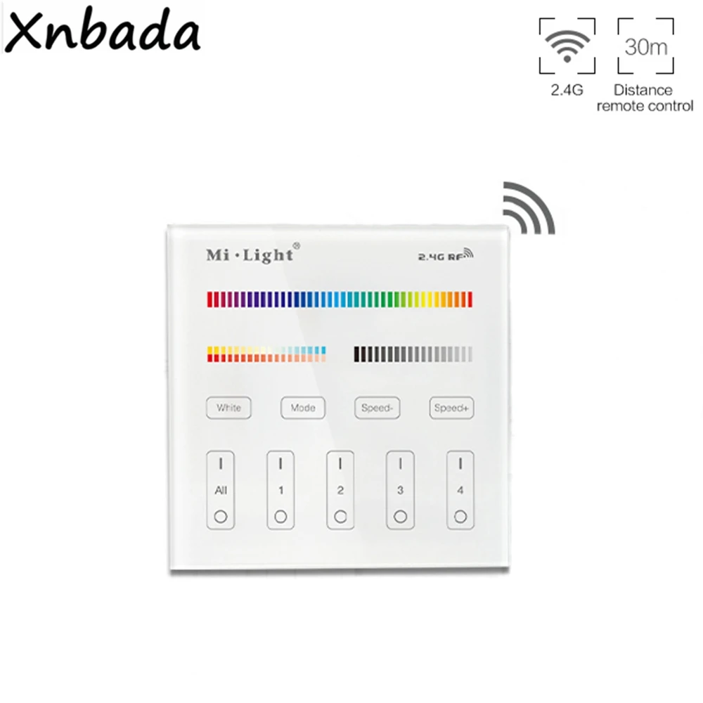 Пульт дистанционного управления Milight MiBoxer, светодиодная сенсорная панель, 2,4G, B4, 4 зоны, RGB, RGBW, RGBW, CCT, для Milight, серии RGB/RGBW/RGBWW
Пульт дистанционного управления Milight MiBoxer, светодиодная сенсорная панель, 2,4G, B4, 4 зоны, RGB, RGBW, RGBW, CCT, для Milight, серии RGB/RGBW/RGBWW