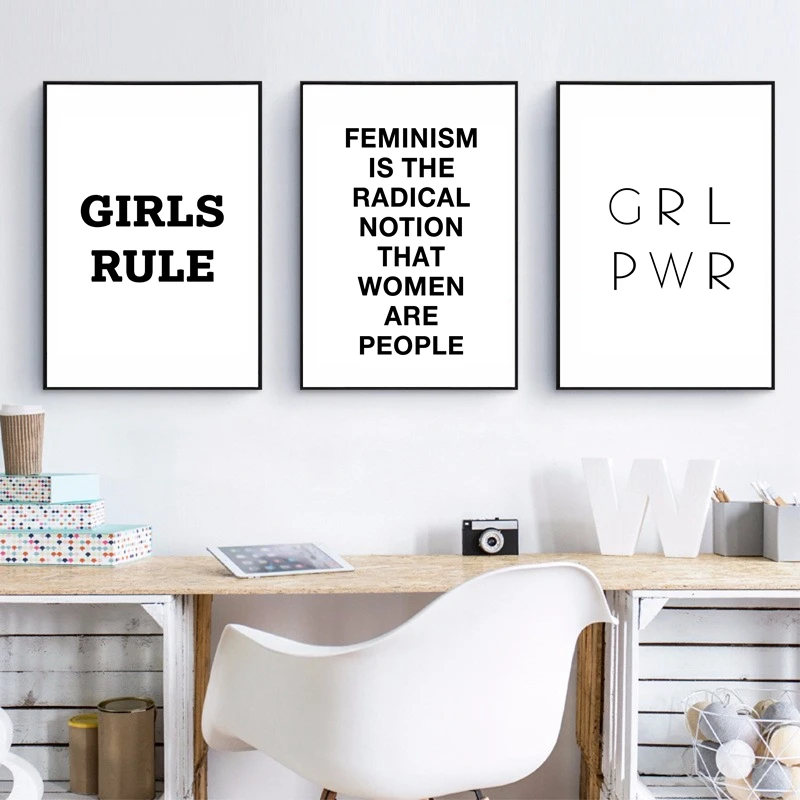 Modern Black and White Girls Rule Canvas Painting Girls Room Wall Art Feminism Quotes Posters Prints for Living Room Home Decor
Modern Black and White Girls Rule Canvas Painting Girls Room Wall Art Feminism Quotes Posters Prints for Living Room Home Decor
