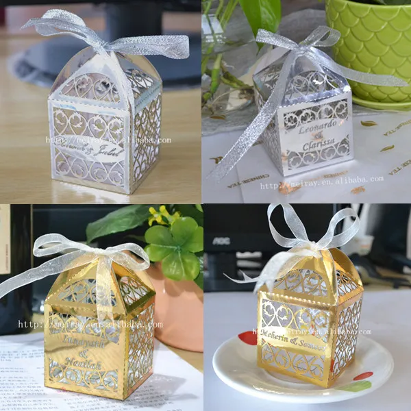 Laser Cutting Creative Golden Silver Ribbon Wedding Favours Party Gift Candy Paper Box- filigree
Laser Cutting Creative Golden Silver Ribbon Wedding Favours Party Gift Candy Paper Box- filigree