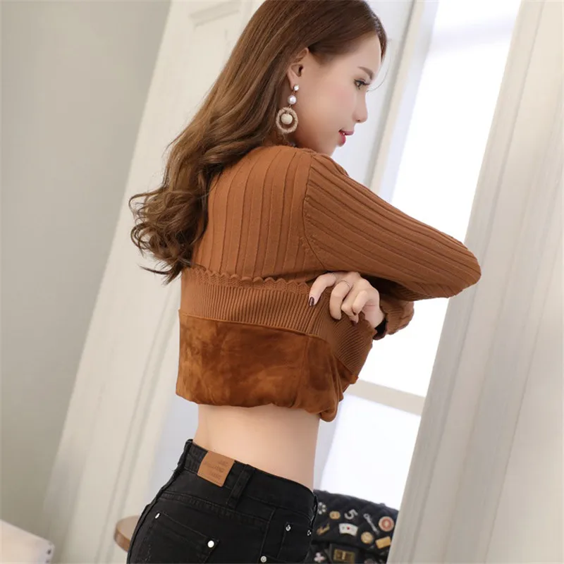 Knitted Sweater Women Black Green Gray 7 Colors Plus Velvet Thick Sweaters 2019 New Autumn Winter Fashion Warmth Clothing LD1099
Knitted Sweater Women Black Green Gray 7 Colors Plus Velvet Thick Sweaters 2019 New Autumn Winter Fashion Warmth Clothing LD1099