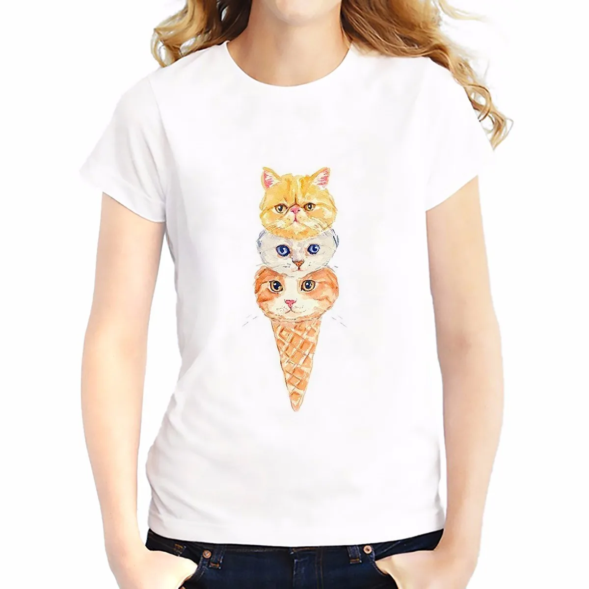 Cute Cat Ice cream cartoon funny T-Shirt Women Short Sleeve o-neck t shirt soft Breathable casual tshirt
Cute Cat Ice cream cartoon funny T-Shirt Women Short Sleeve o-neck t shirt soft Breathable casual tshirt