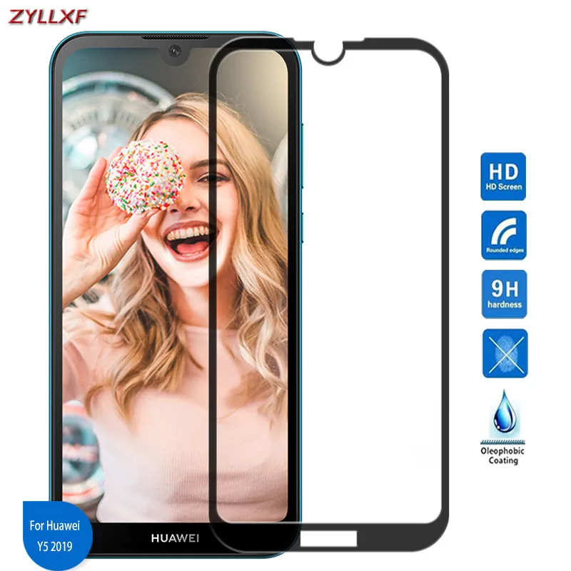 Для Huawei Y5 2019 полное покрытие Закаленное стекло Защитная пленка для экрана 9H 2.5D