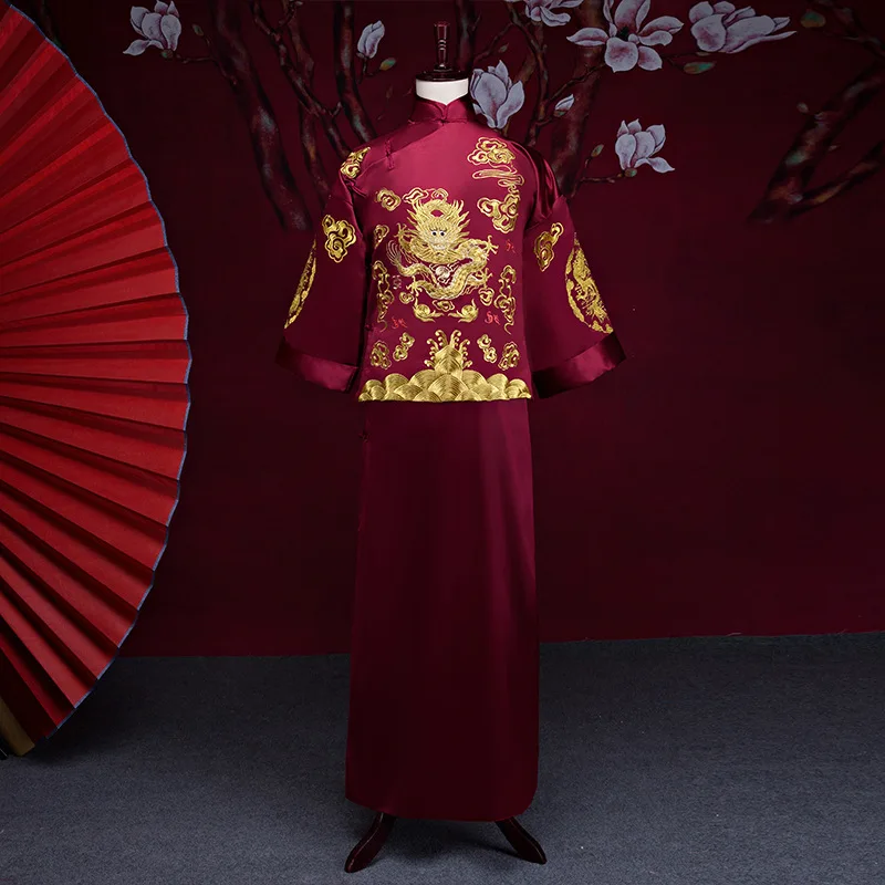 Новое поступление мужской костюм Чонсам в китайском стиле платье для жениха