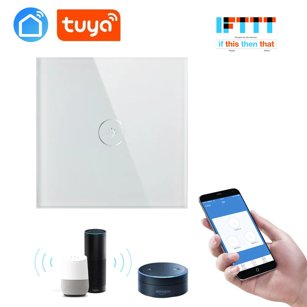 

Smart Wifi Switch Tuya Smart Life App EU UK 1 Gang Smart Wall Touch Light Switch Works With Alexa/Google Home/IFTTT