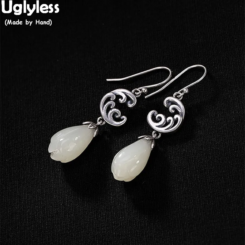 Uglyless Handmade Carved Wave Earrings for Women Ethnic Thai Silver Fine Jewelry Real Solid 925 Silver Jade Flower Earrings Gems
Uglyless Handmade Carved Wave Earrings for Women Ethnic Thai Silver Fine Jewelry Real Solid 925 Silver Jade Flower Earrings Gems