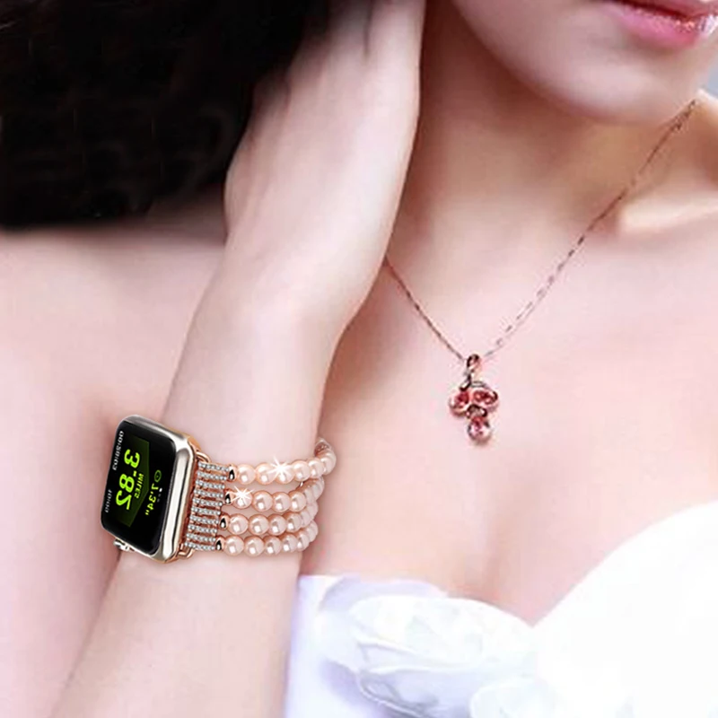 Elastic Stretch Faux Pearl Bracelet Strap for Apple Watch Band 42/38mm Wristband Compatible with iWatch Series 3/2/1 Accessories
Elastic Stretch Faux Pearl Bracelet Strap for Apple Watch Band 42/38mm Wristband Compatible with iWatch Series 3/2/1 Accessories