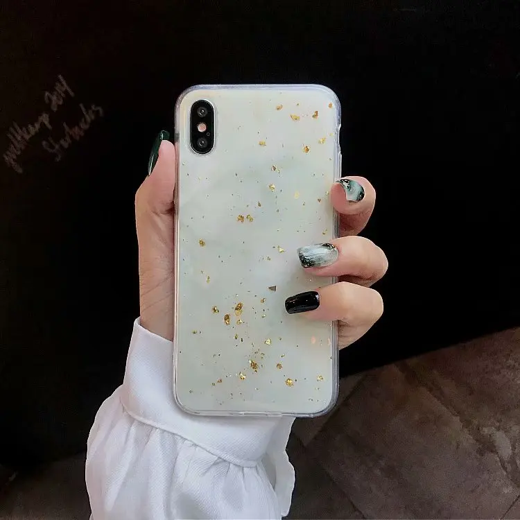 ORYKSZ Glitter Marble Silicon Case for iPhone X XR XS Max Crystal Sequins Cover Fundas 6 6s 7 8 Plus Back |