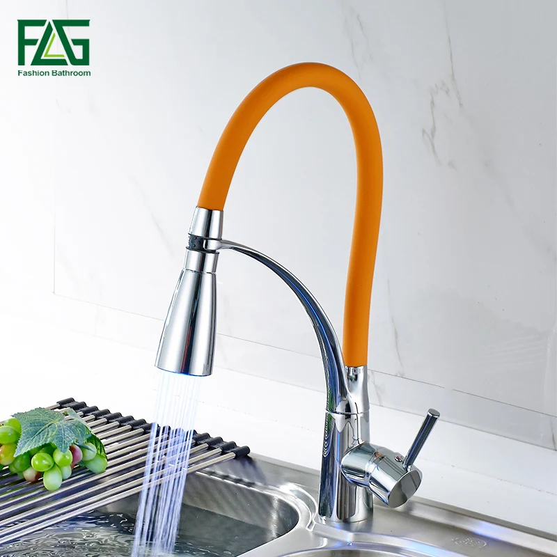 FLG Kitchen Faucets with Rubber Design Orange Mixer Faucet for Kitchen LED Single Handle Pull Down Deck Mounted Crane for Sinks
FLG Kitchen Faucets with Rubber Design Orange Mixer Faucet for Kitchen LED Single Handle Pull Down Deck Mounted Crane for Sinks