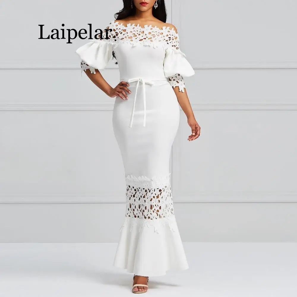 Laipelar Elegant Long Dress Women White Lace Slash Neck Mermaid Dresses Sexy Hollow Lace-Up Party Maxi Dresses
Laipelar Elegant Long Dress Women White Lace Slash Neck Mermaid Dresses Sexy Hollow Lace-Up Party Maxi Dresses