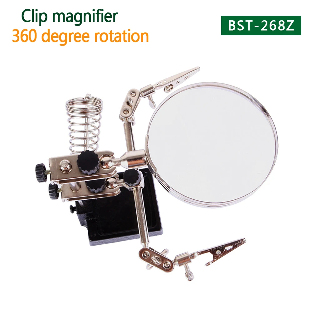 360 rotation Adjustable 5X clip magnifying glass 5 times HD electronic maintenance magnifying Helping Hand Tool Soldering Stand
360 rotation Adjustable 5X clip magnifying glass 5 times HD electronic maintenance magnifying Helping Hand Tool Soldering Stand